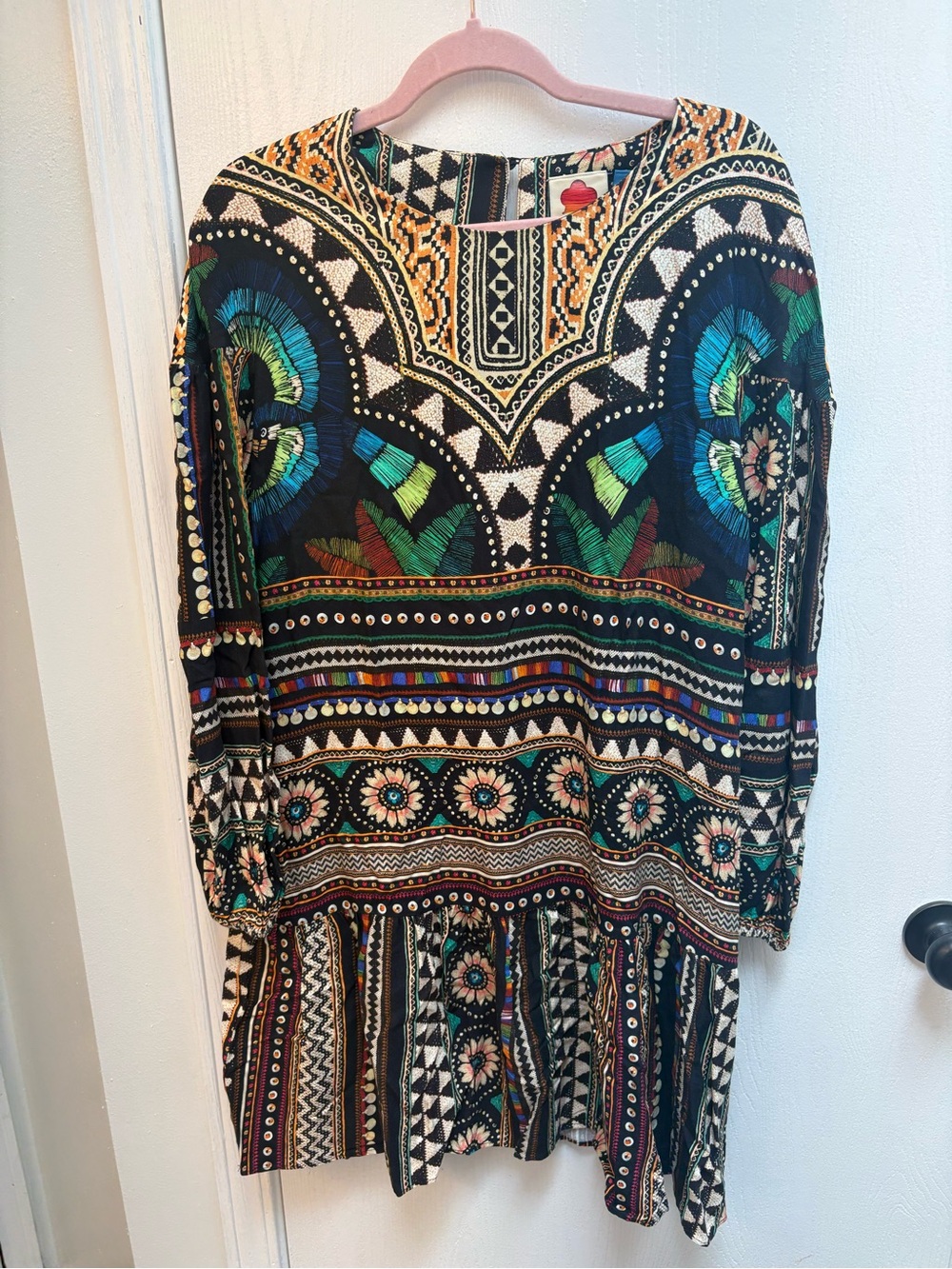 Anthropologie FARM Multicolor Black & Orange Printed Top